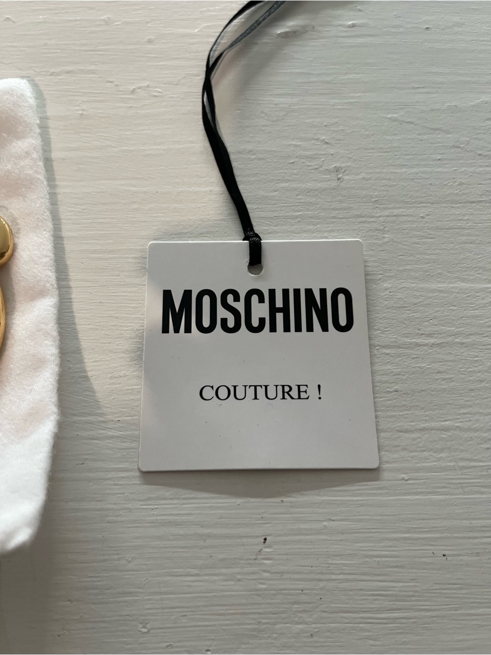 Moschino Gold Tone Bear Hoop Drop Earrings - Picture 5 of 6